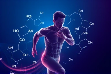 Abstract representation of BCAA's role in athletic performance and recovery.